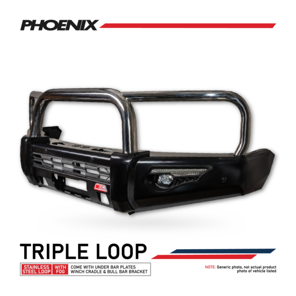Navara D40 2011-2015 808-01 Phoenix Bar Triple Stainless Loops Package 1